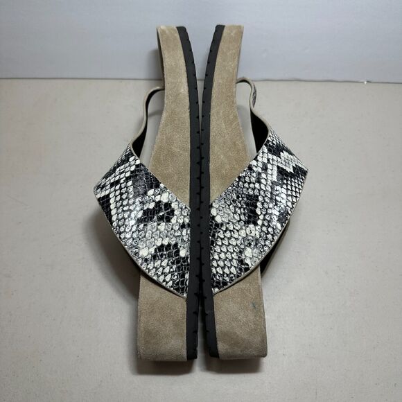 Vince Padma Leather Platform Sandals Gray Slip-On Open Toe Snakeskin Women's 9M - Picture 7 of 9